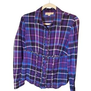 Jones New York sport ladies plaid long sleeve shirt Medium